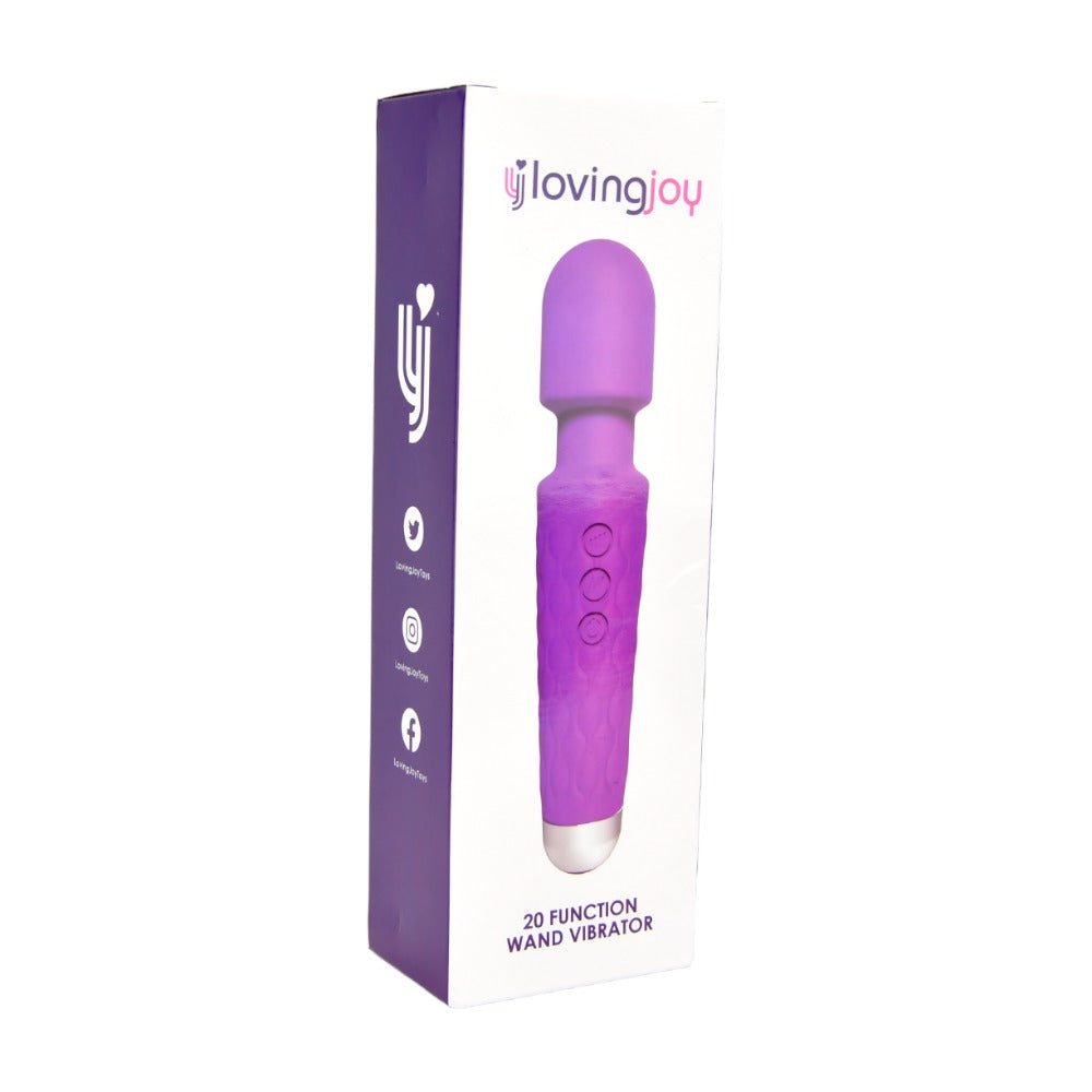 Loving Joy 20 Function Wand Vibrator (Purple) – Waterproof Rechargeable Wand Vibrator 8 Inches