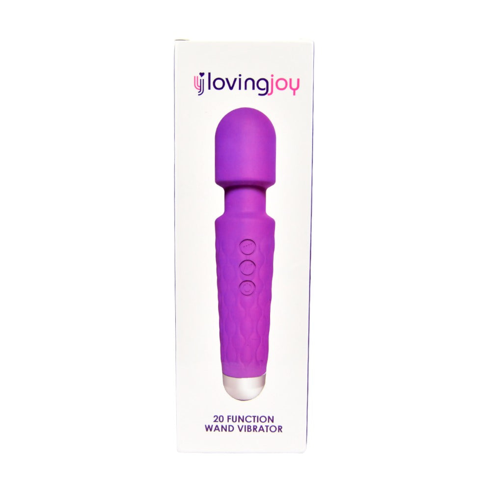 Loving Joy 20 Function Wand Vibrator (Purple) – Waterproof Rechargeable Wand Vibrator 8 Inches