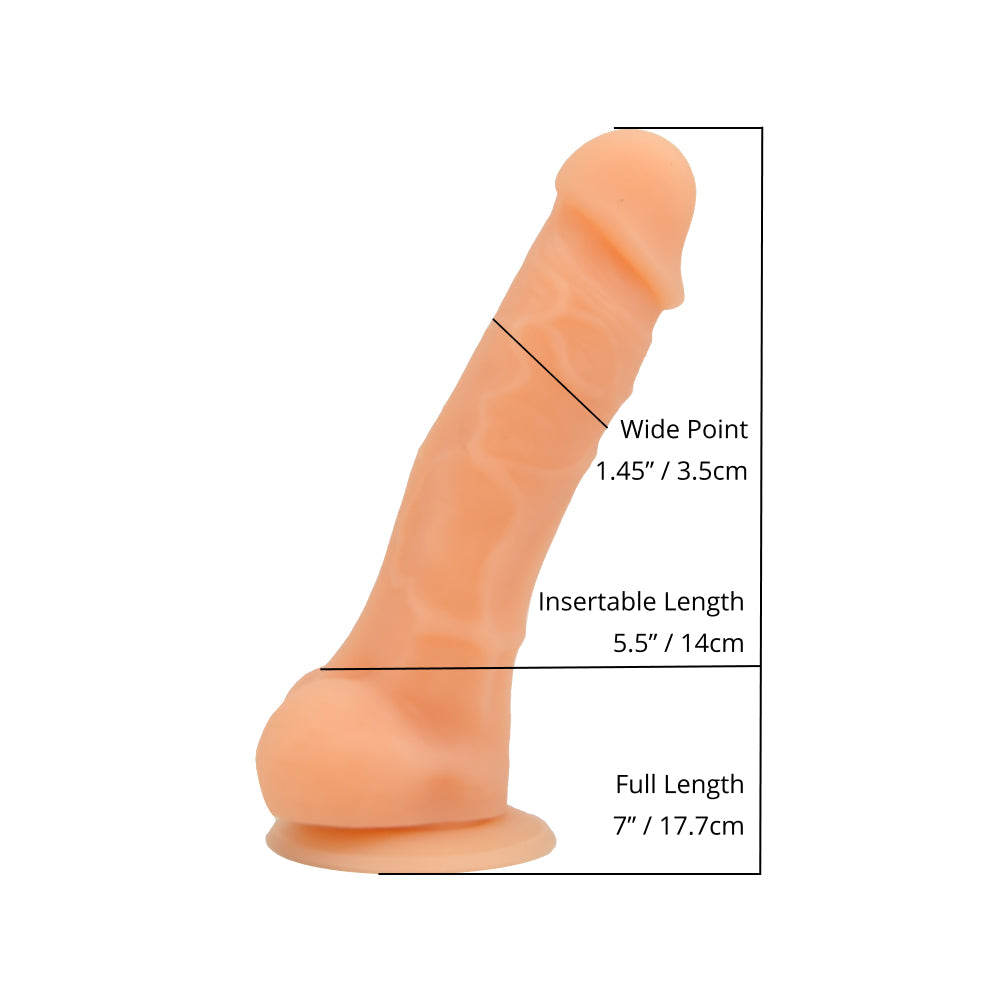 Loving Joy Realistic Silicone Dildo Vanilla – 7.3 Inch Length 1.6 Inch Diameter with Suction Cup and Balls Dildo