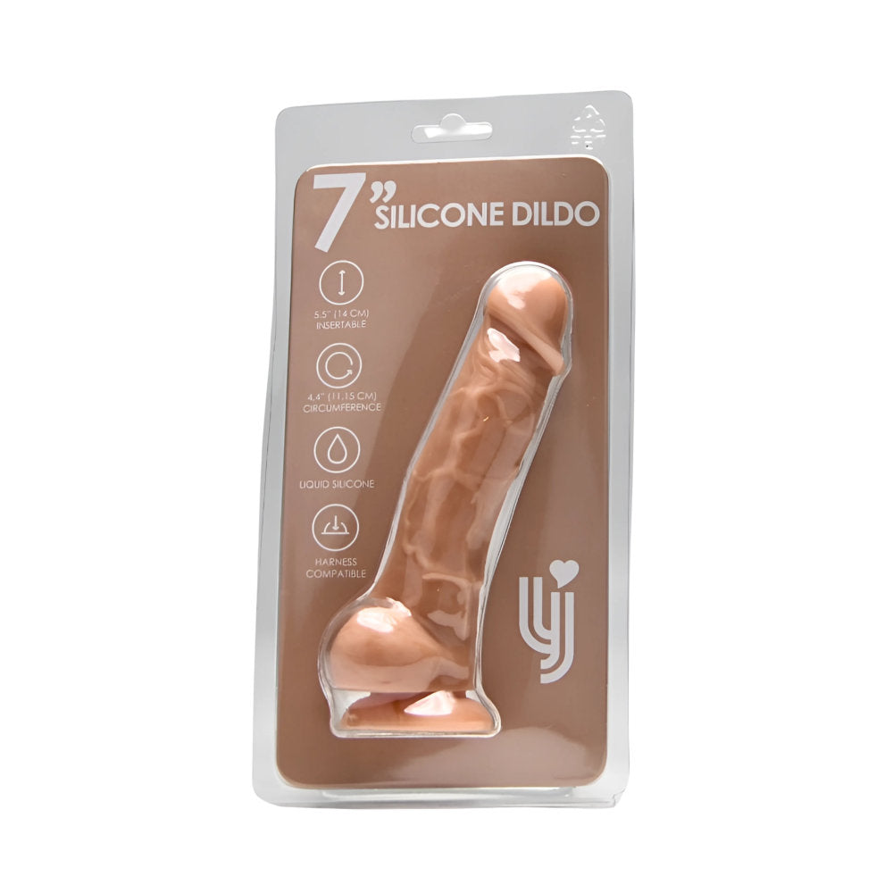 Loving Joy Realistic Silicone Dildo Vanilla – 7.3 Inch Length 1.6 Inch Diameter with Suction Cup and Balls Dildo