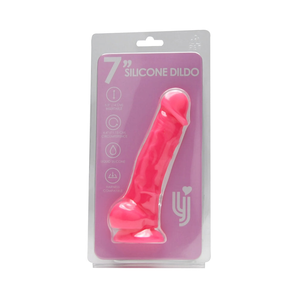 Loving Joy 7.3 Inch Realistic Silicone Dildo (Pink) – Harness Compatible Suction Cup Dildo