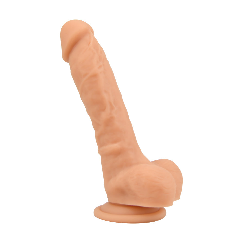 Loving Joy 8.35 Inch Realistic Silicone Dildo with Suction Cup and Balls Vanilla – Harness Compatible Dildo