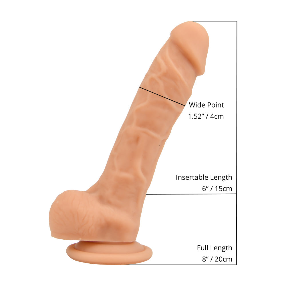 Loving Joy 8.35 Inch Realistic Silicone Dildo with Suction Cup and Balls Vanilla – Harness Compatible Dildo