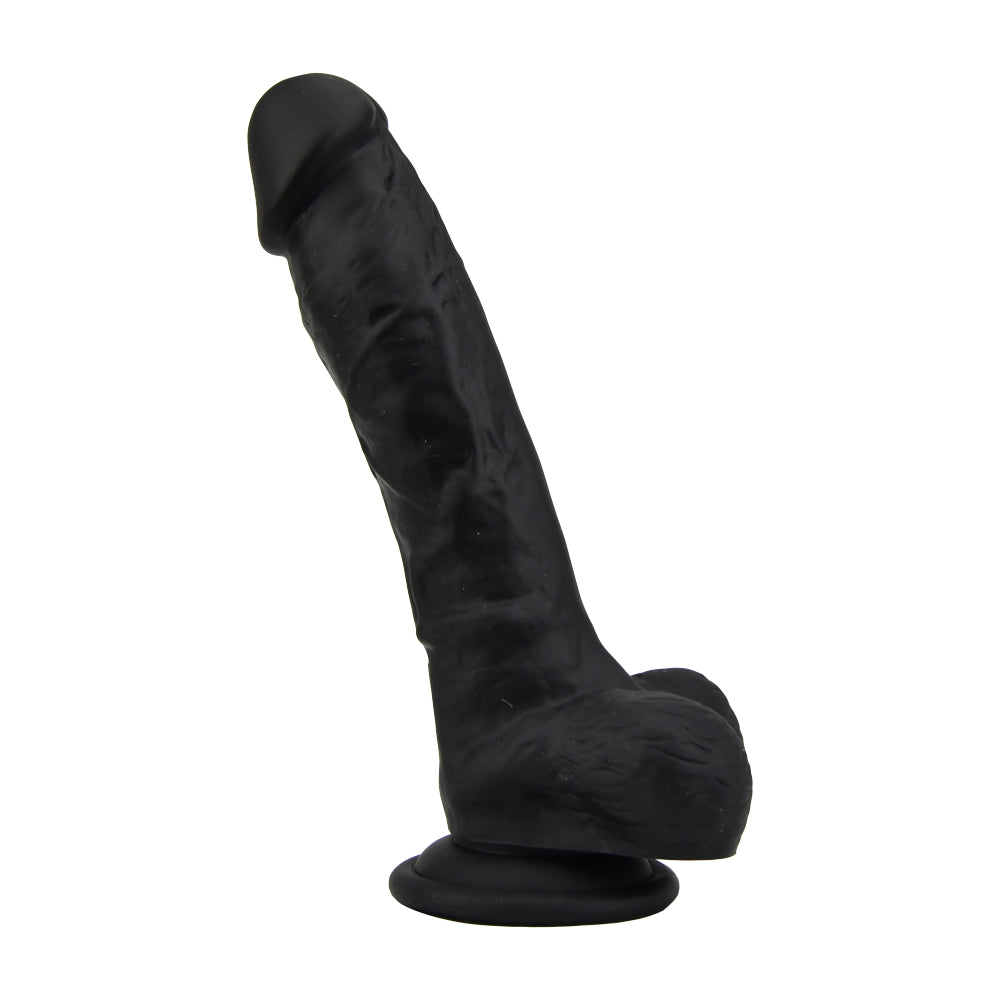 Loving Joy Realistic Silicone Dildo Black – 8.35 Inch Length 1.77 Inch Diameter Harness Compatible Dildo