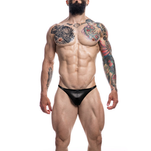 Cut 4 Men Brazilian Brief Black Leatherette Size Large