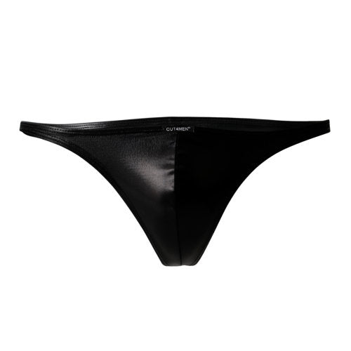Cut 4 Men Brazilian Brief Black Leatherette Size Large