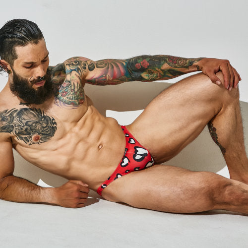 Cut 4 Men Brazilian Brief Hearts Red XL