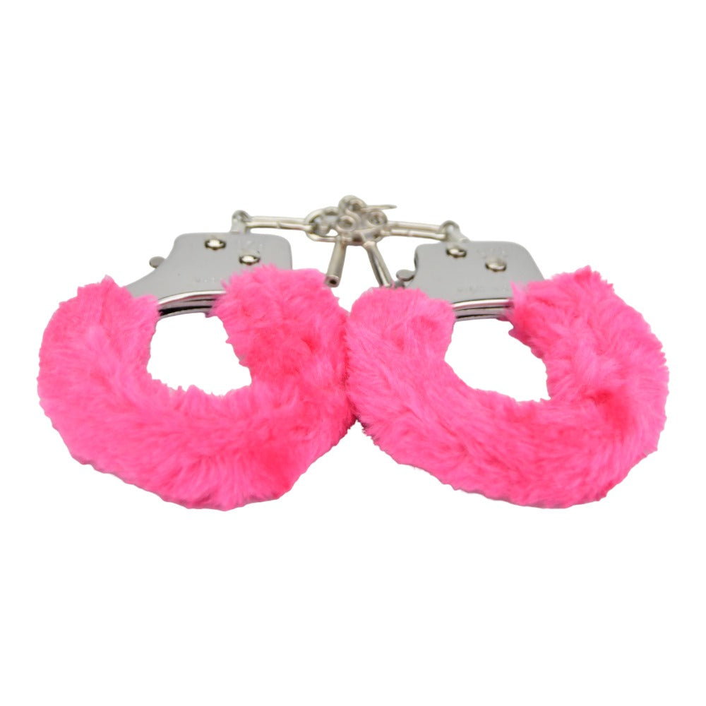 Bound to Play Heavy Duty Pink Furry Handcuffs – Adjustable Role-Play Restraints