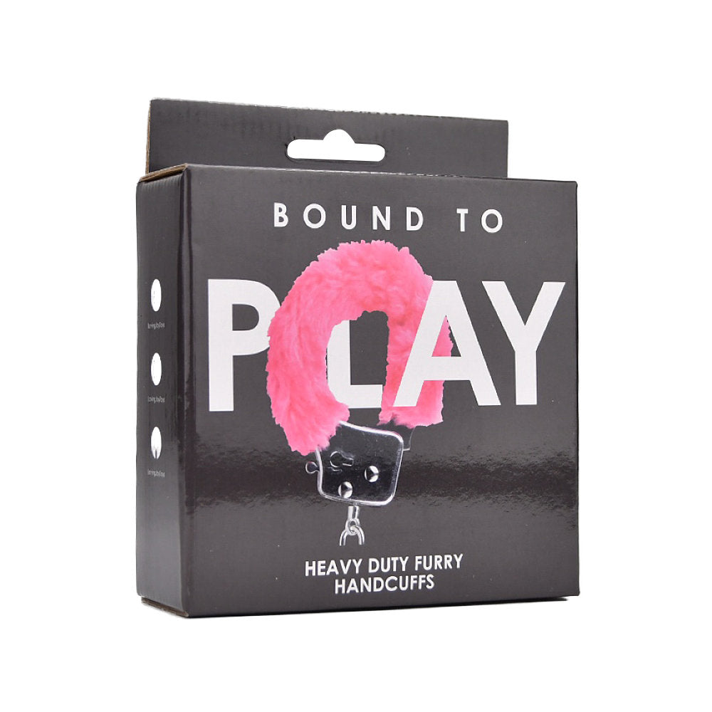Bound to Play Heavy Duty Pink Furry Handcuffs – Adjustable Role-Play Restraints
