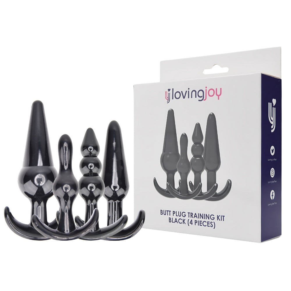 Loving Joy Butt Plug Training Kit (Black) – Beginner Size Variety Butt Plug Set