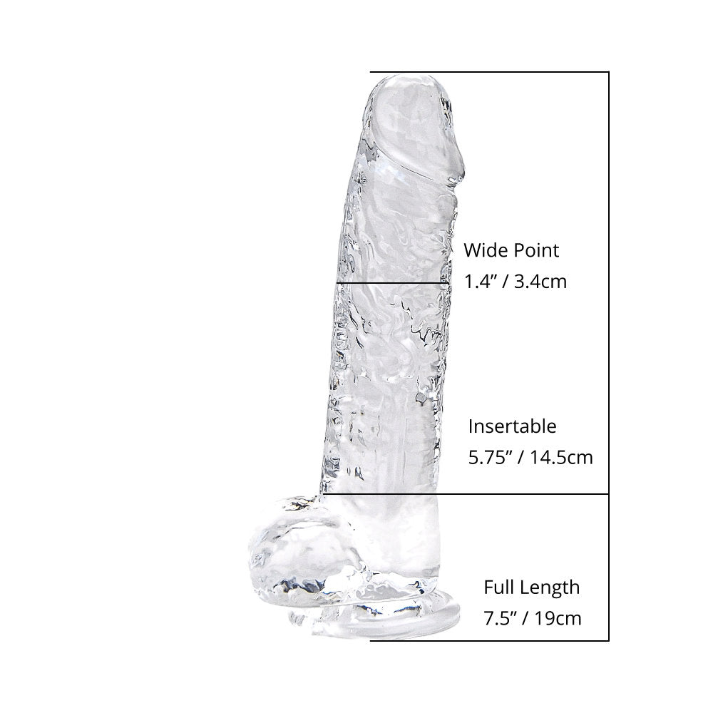 Loving Joy 7.5 Inch Clear Dildo with Balls – Realistic Suction Cup Dildo 7.5 Inch Length 1.4 Inch Diameter