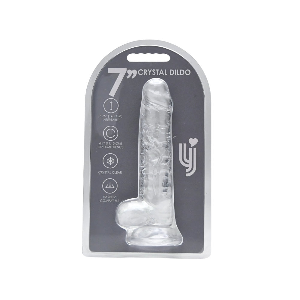 Loving Joy 7.5 Inch Clear Dildo with Balls – Realistic Suction Cup Dildo 7.5 Inch Length 1.4 Inch Diameter