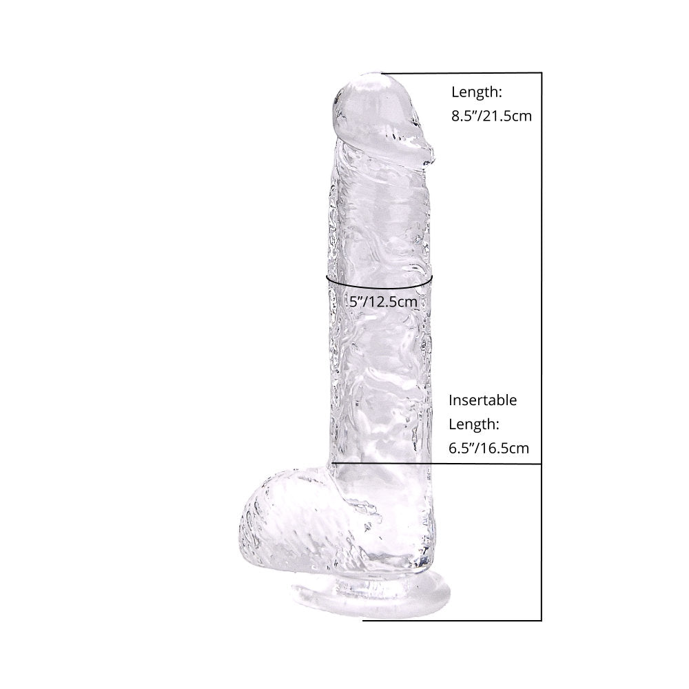 Loving Joy 8.5 Inch Transparent Dildo with Balls – Realistic Suction Cup Dildo