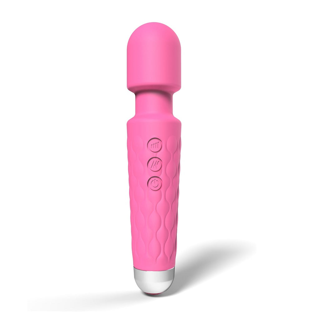Loving Joy 20 Function Wand Vibrator (Pink) – Waterproof Rechargeable Wand Vibrator 8 Inches