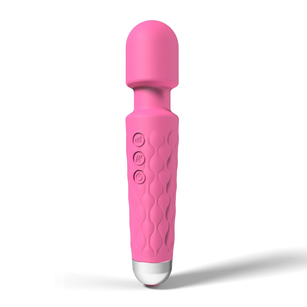 Loving Joy 20 Function Wand Vibrator (Pink) – Waterproof Rechargeable Wand Vibrator 8 Inches