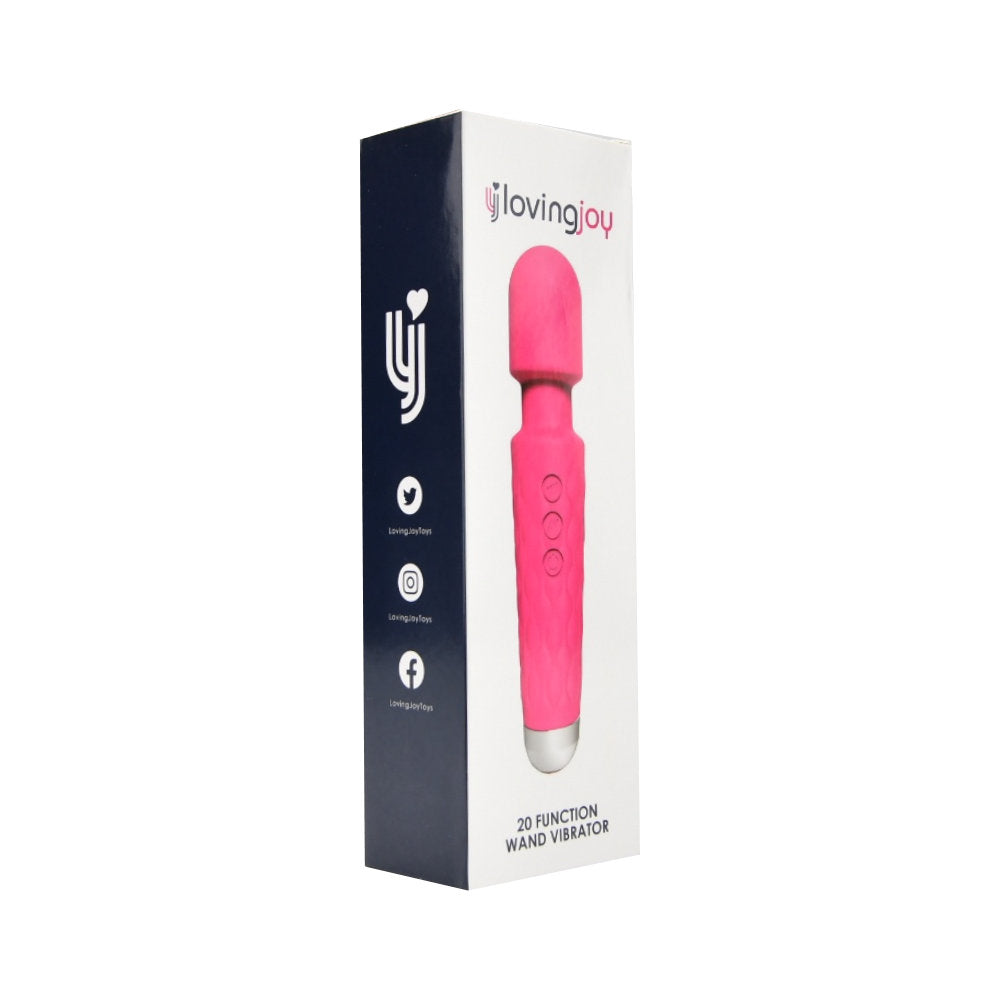 Loving Joy 20 Function Wand Vibrator (Pink) – Waterproof Rechargeable Wand Vibrator 8 Inches