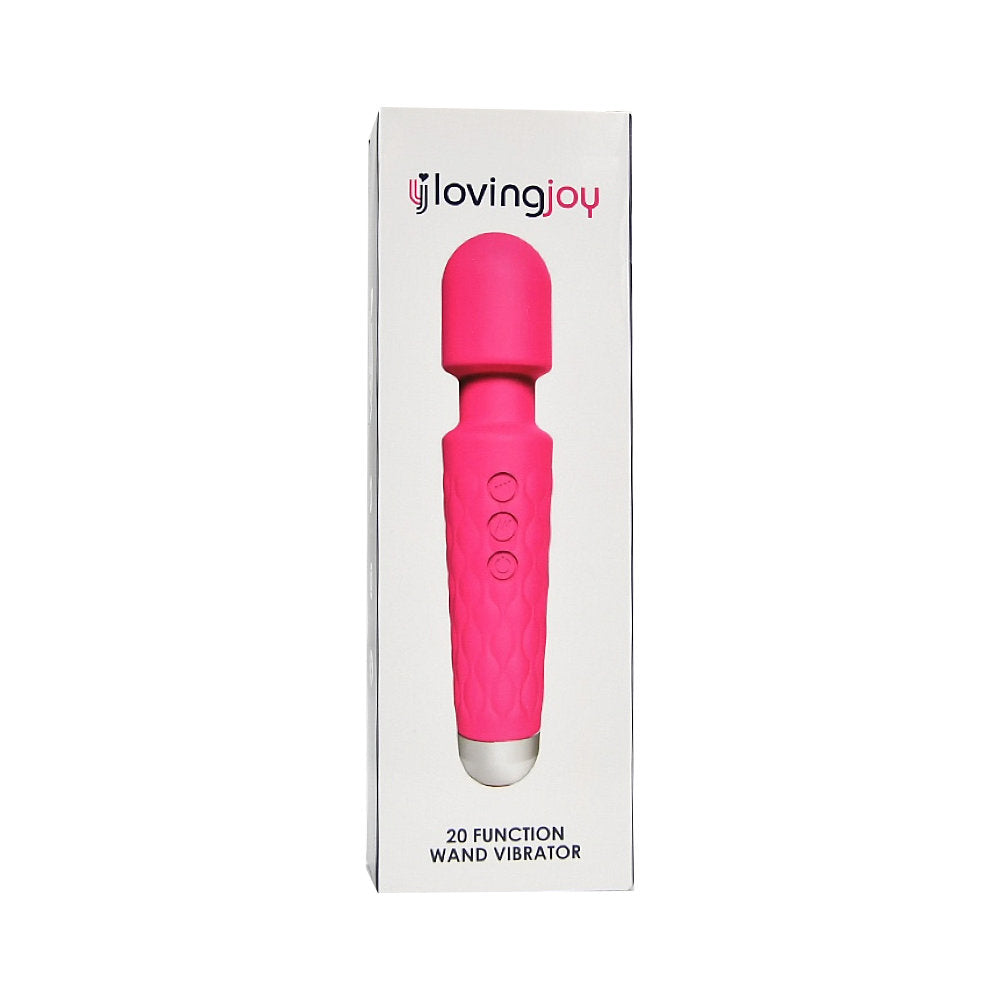 Loving Joy 20 Function Wand Vibrator (Pink) – Waterproof Rechargeable Wand Vibrator 8 Inches