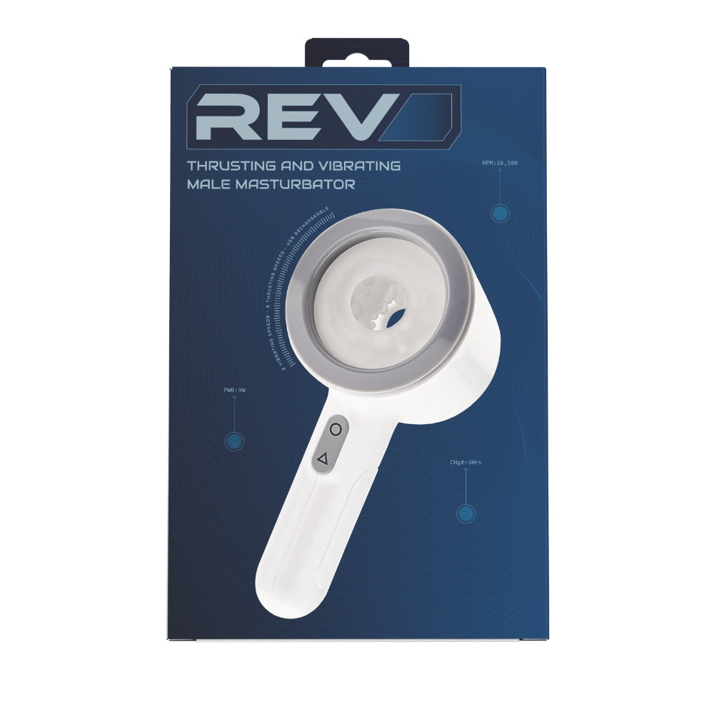 REV Thrusting and Vibrating Male Masturbator – USB Rechargeable 8 Inch