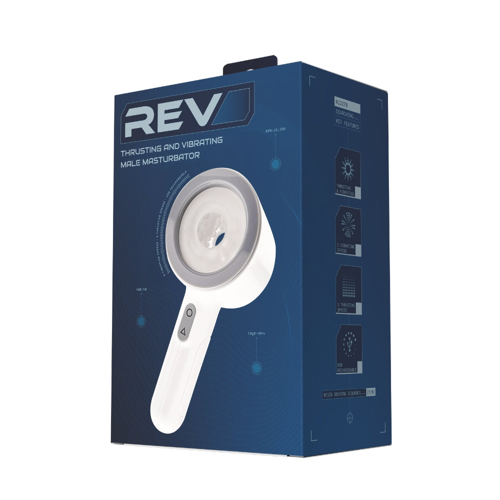 REV Thrusting and Vibrating Male Masturbator – USB Rechargeable 8 Inch
