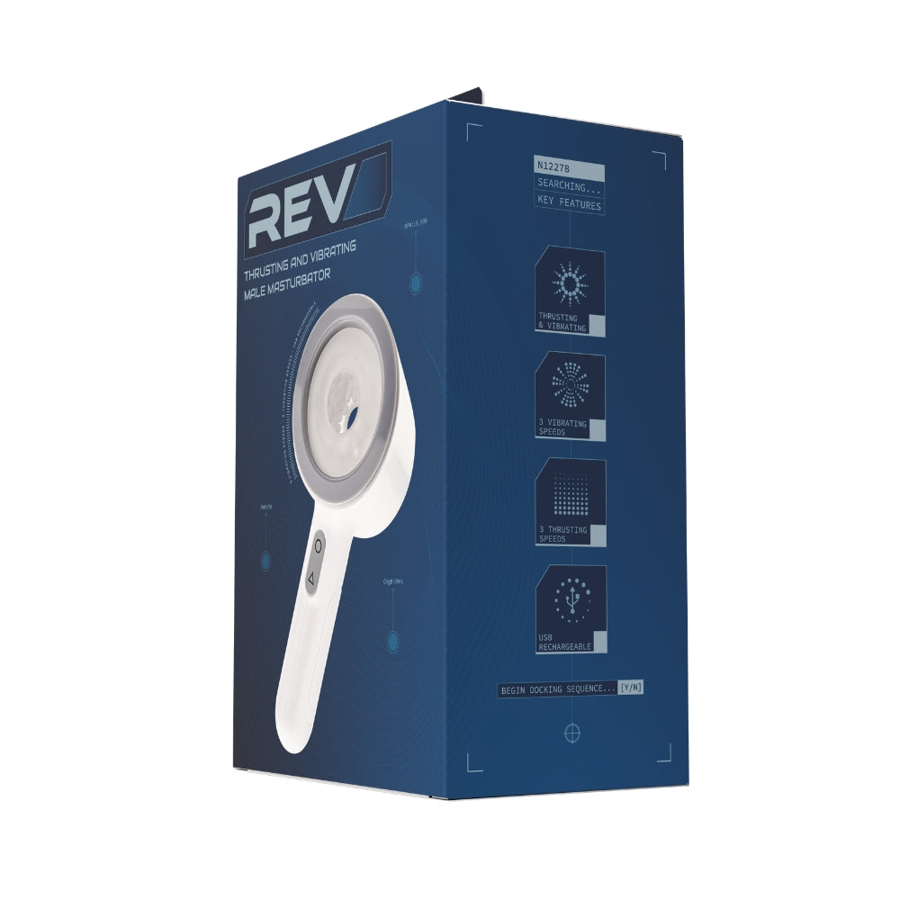 REV Thrusting and Vibrating Male Masturbator – USB Rechargeable 8 Inch