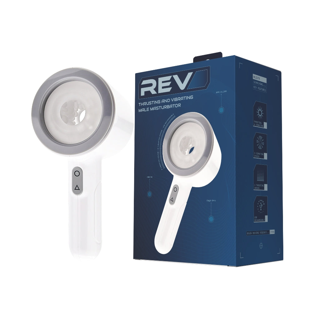REV Thrusting and Vibrating Male Masturbator – USB Rechargeable 8 Inch