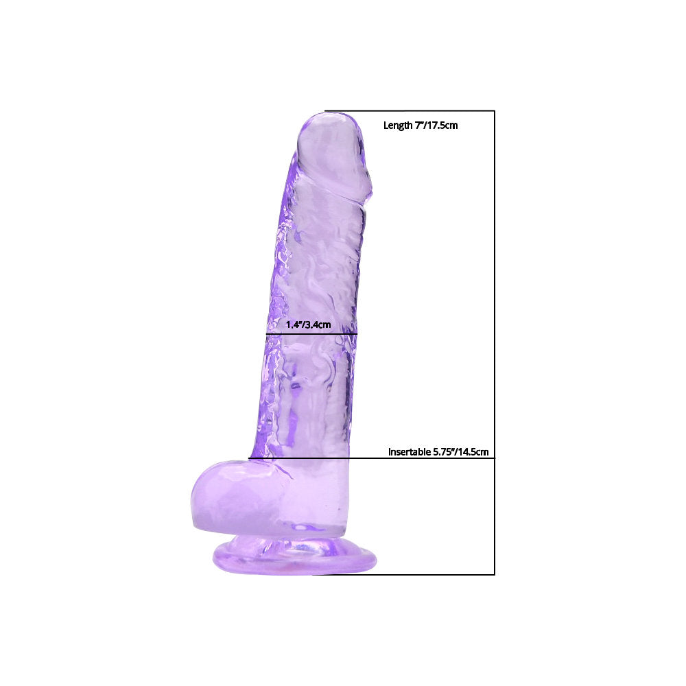 Loving Joy 7.5 Inch Dildo with Balls (Purple) – Realistic Suction Cup Dildo 7.5 Inch Length 1.4 Inch Diameter