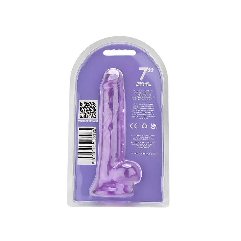 Loving Joy 7.5 Inch Dildo with Balls (Purple) – Realistic Suction Cup Dildo 7.5 Inch Length 1.4 Inch Diameter