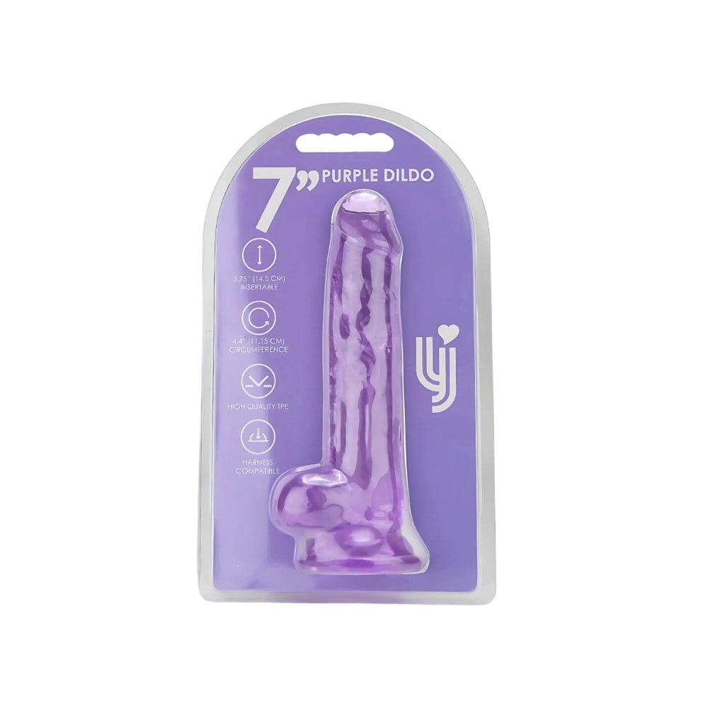 Loving Joy 7.5 Inch Dildo with Balls (Purple) – Realistic Suction Cup Dildo 7.5 Inch Length 1.4 Inch Diameter