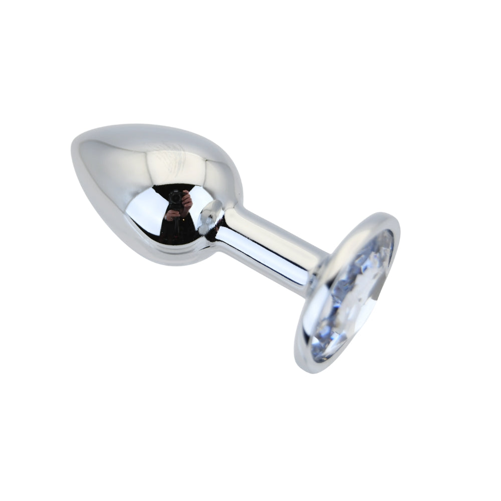 Toosh Silver Metal Butt Plug Small (Clear Stone) – Smooth Small Butt Plug