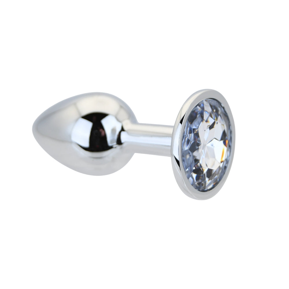 Toosh Silver Metal Butt Plug Small (Clear Stone) – Smooth Small Butt Plug