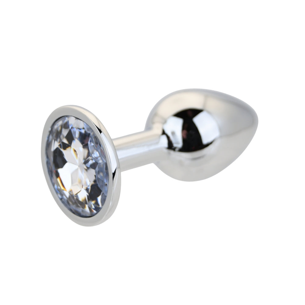 Toosh Silver Metal Butt Plug Small (Clear Stone) – Smooth Small Butt Plug