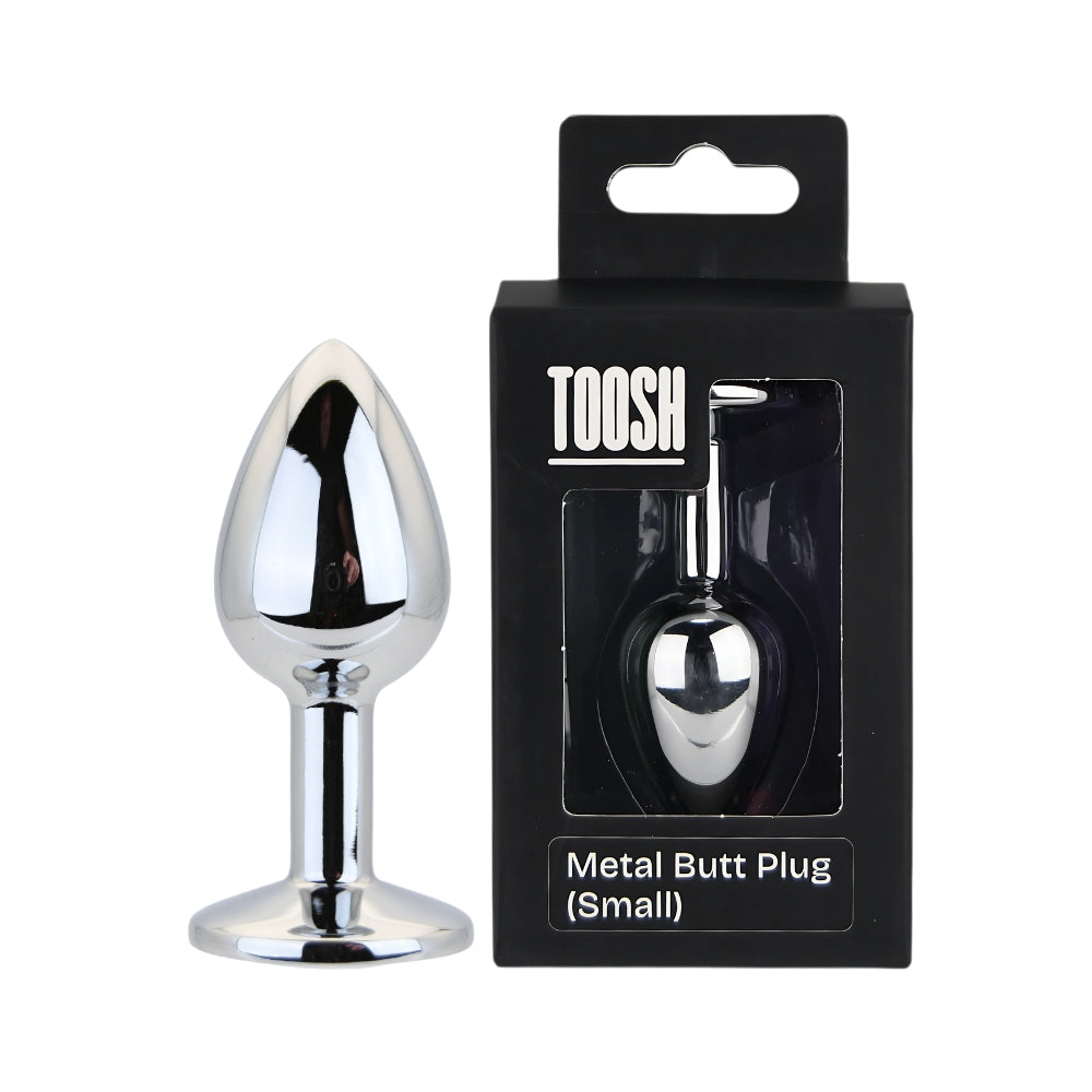 Toosh Silver Metal Butt Plug Small (Clear Stone) – Smooth Small Butt Plug