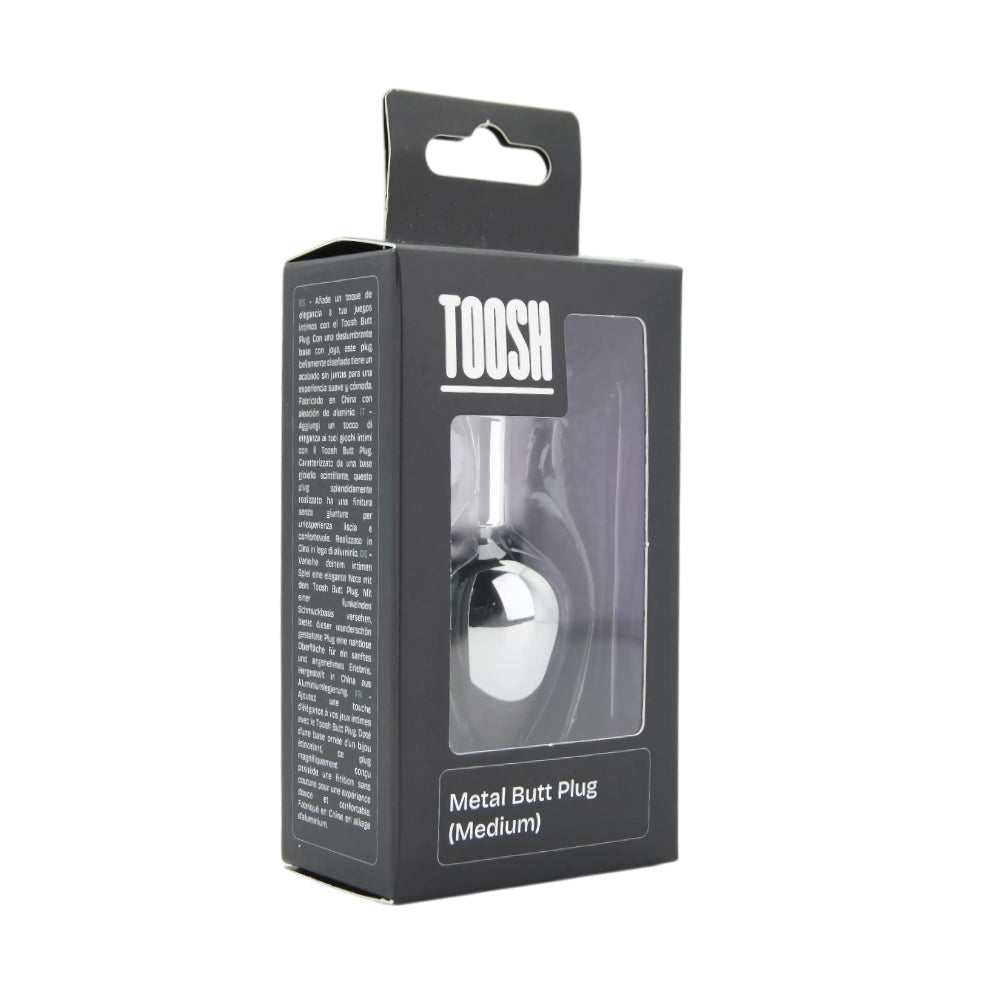 Toosh Silver Medium Metal Butt Plug with Clear Stone Base