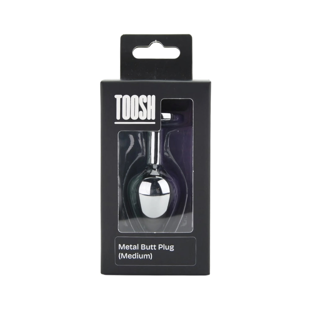 Toosh Silver Medium Metal Butt Plug with Clear Stone Base