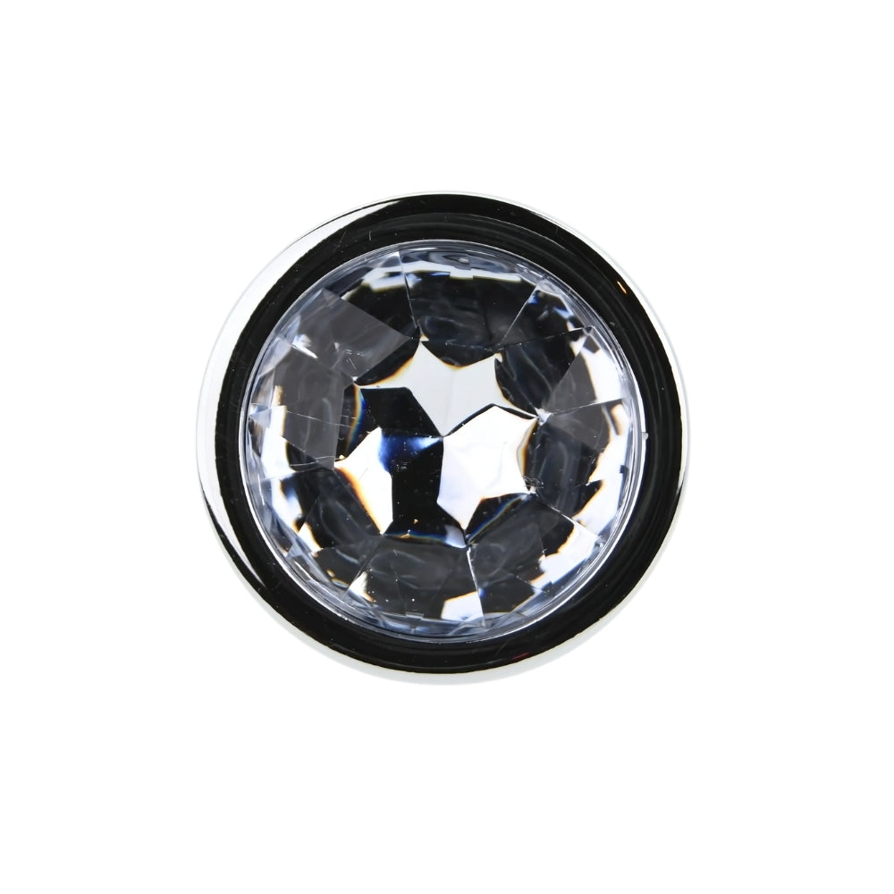 Toosh Silver Medium Metal Butt Plug with Clear Stone Base