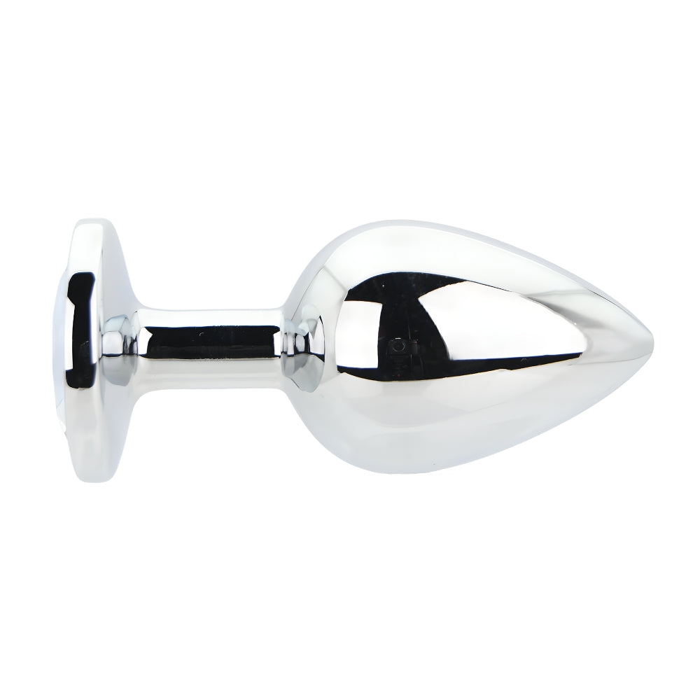 Toosh Silver Large Metal Butt Plug with Clear Stone Jewel