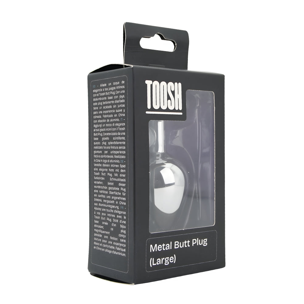 Toosh Silver Large Metal Butt Plug with Clear Stone Jewel
