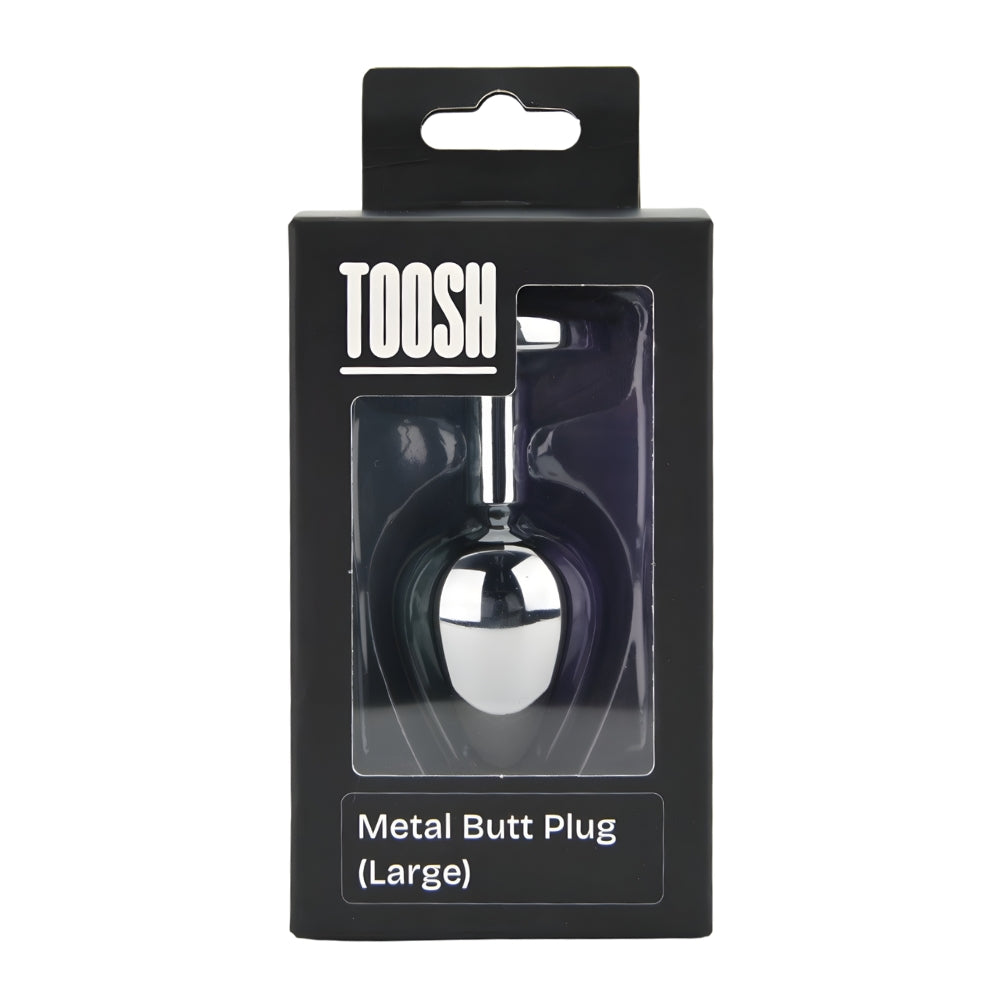 Toosh Silver Large Metal Butt Plug with Clear Stone Jewel