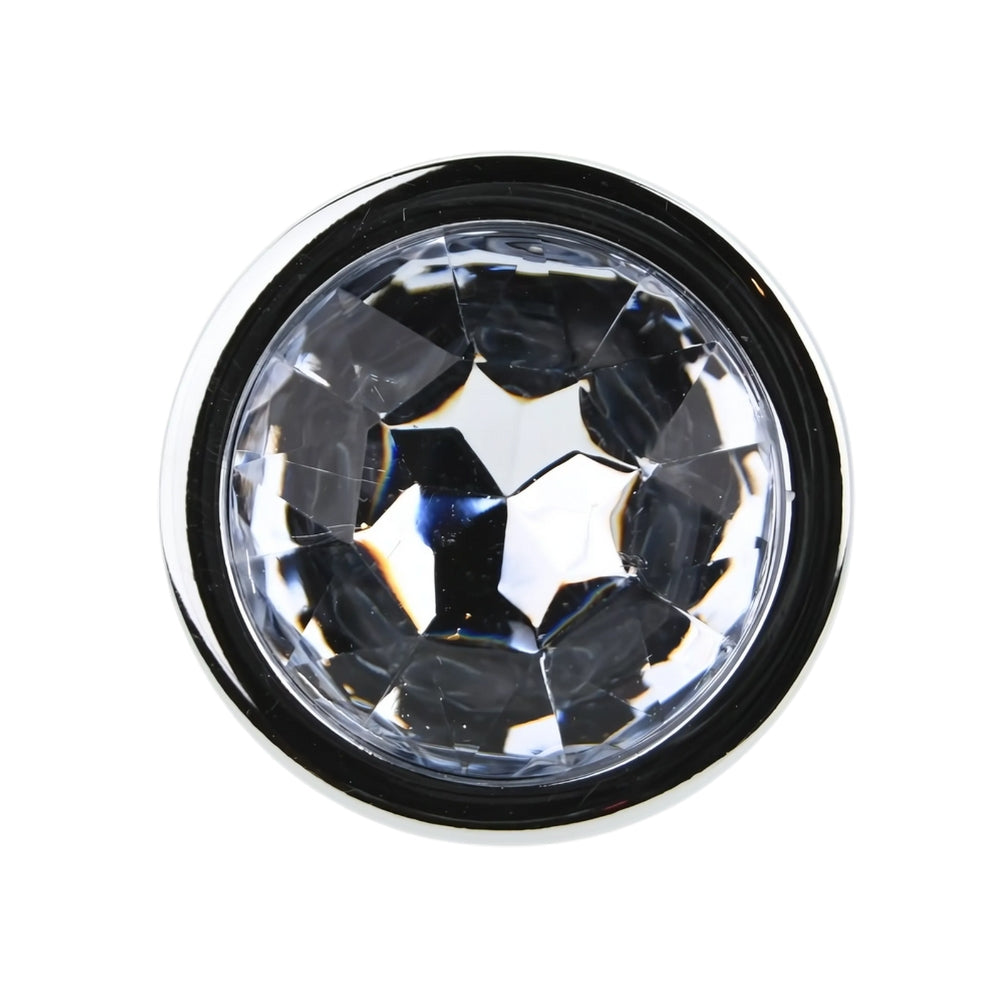 Toosh Silver Large Metal Butt Plug with Clear Stone Jewel