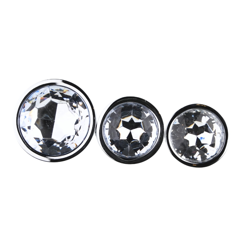 Toosh Metal Butt Plug Set of 3 – Small, Medium, Large Jewelled Base Butt Plugs
