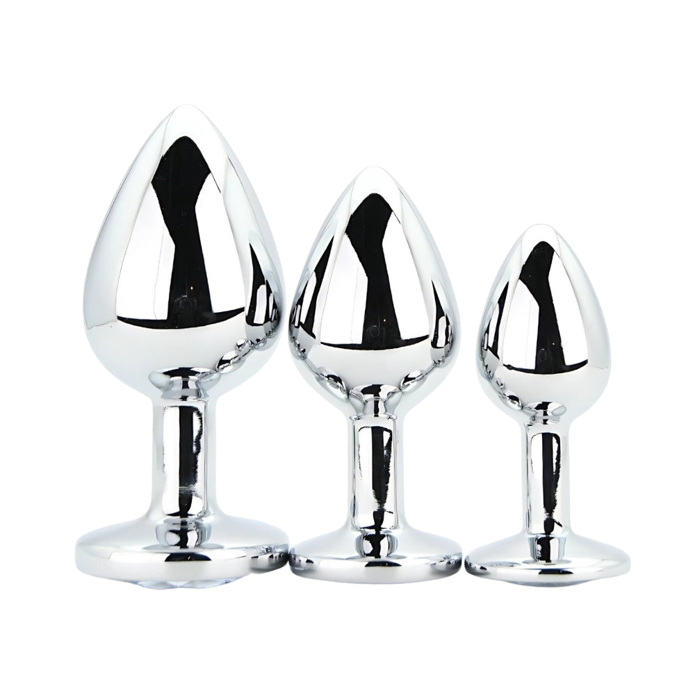 Toosh Metal Butt Plug Set of 3 – Small, Medium, Large Jewelled Base Butt Plugs