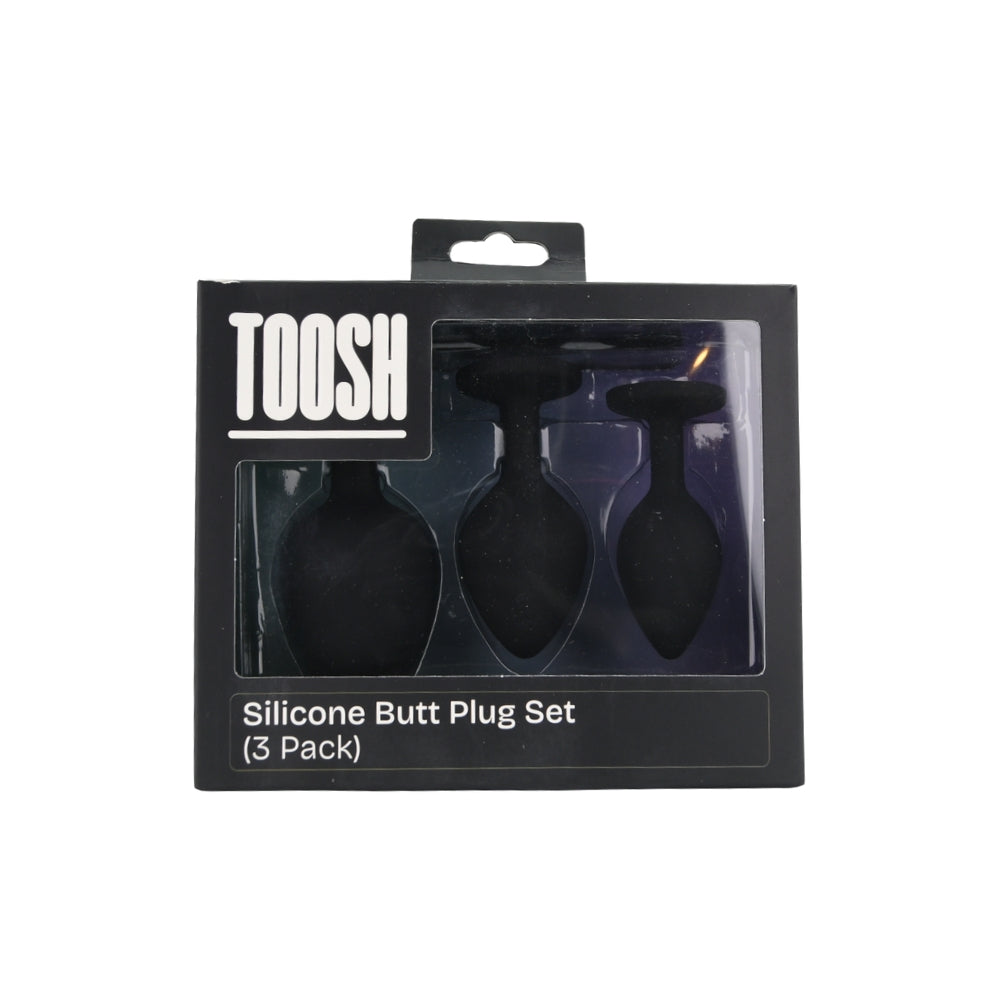 Toosh Silicone Butt Plug Set of 3 Small to Large – Jewelled Base Butt Plug