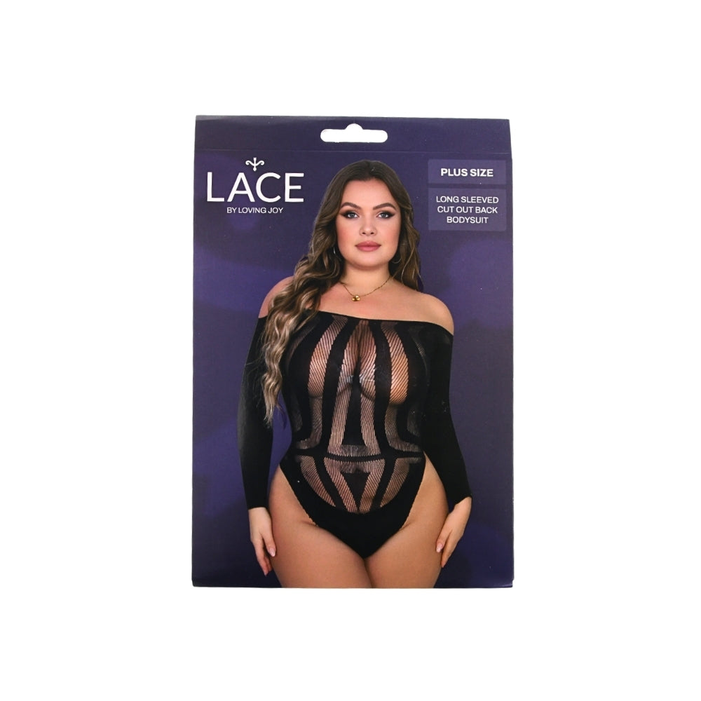 Loving Joy Plus Size Long Sleeved Cut Out Back Bodysuit – Lingerie