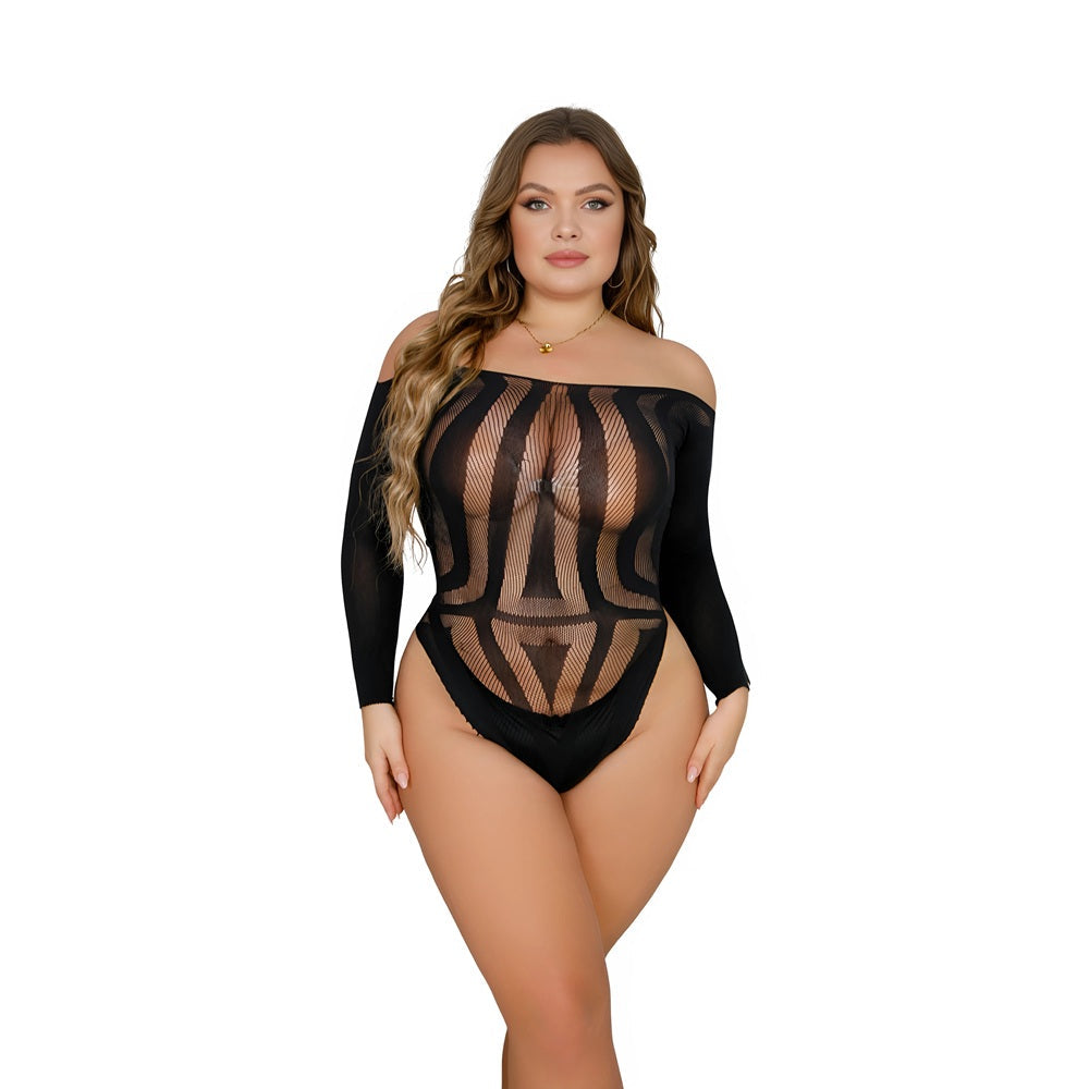 Loving Joy Plus Size Long Sleeved Cut Out Back Bodysuit – Lingerie