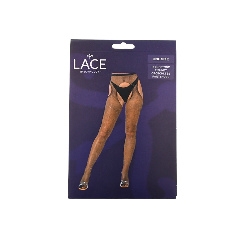 Lace by LJ Rhinestone Fishnet Crotchless Pantyhose – Women's Hosiery
