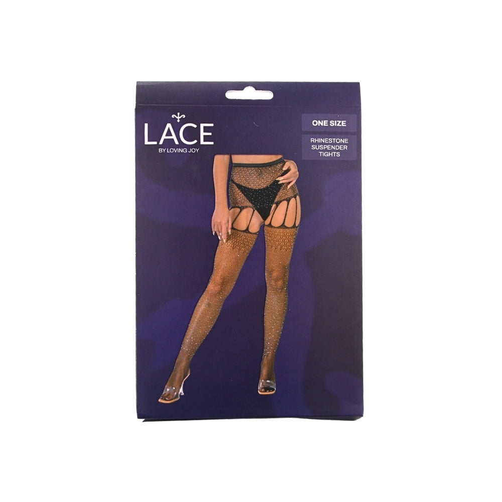 Lace by LJ Rhinestone Suspender Tights
