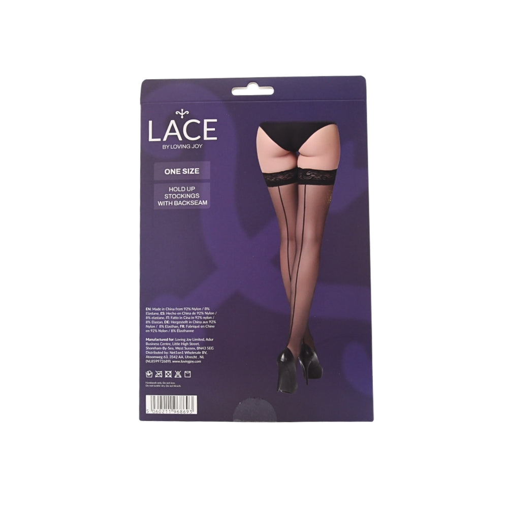 Lace By LJ Sheer Hold Up Stockings With Backseam – Sheer Stockings