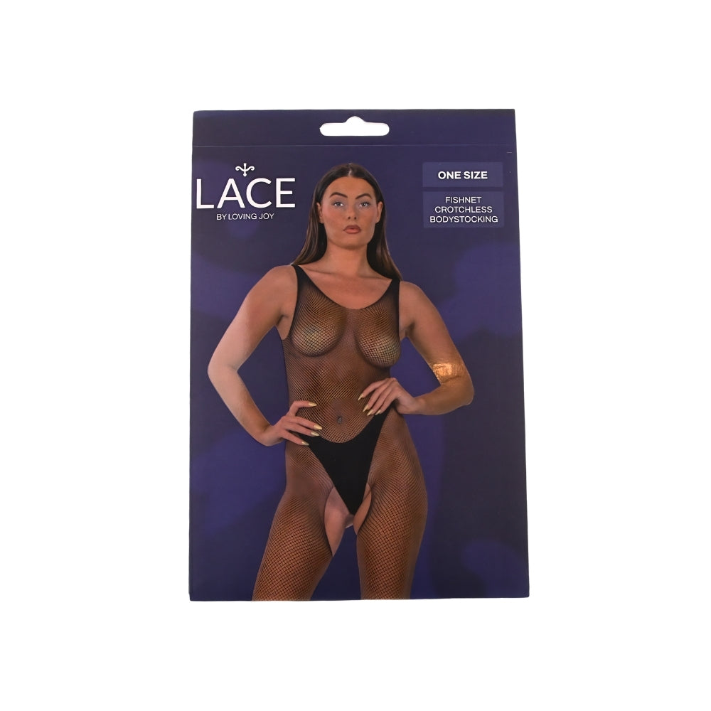 Lace By LJ Fishnet Crotchless Bodystocking – Sleeveless Lingerie