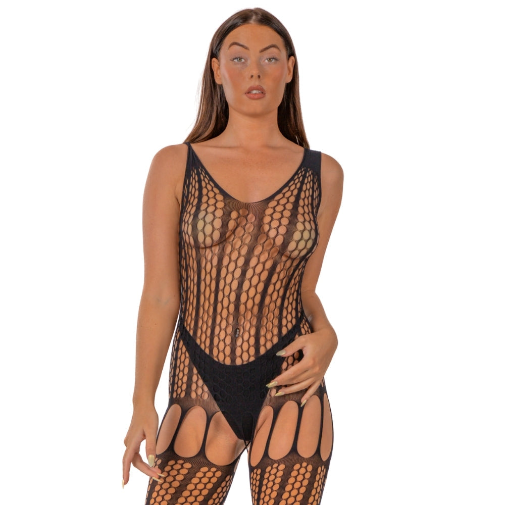 Lace by LJ Crochet Bodystocking with Lace Up Back – Bodystocking