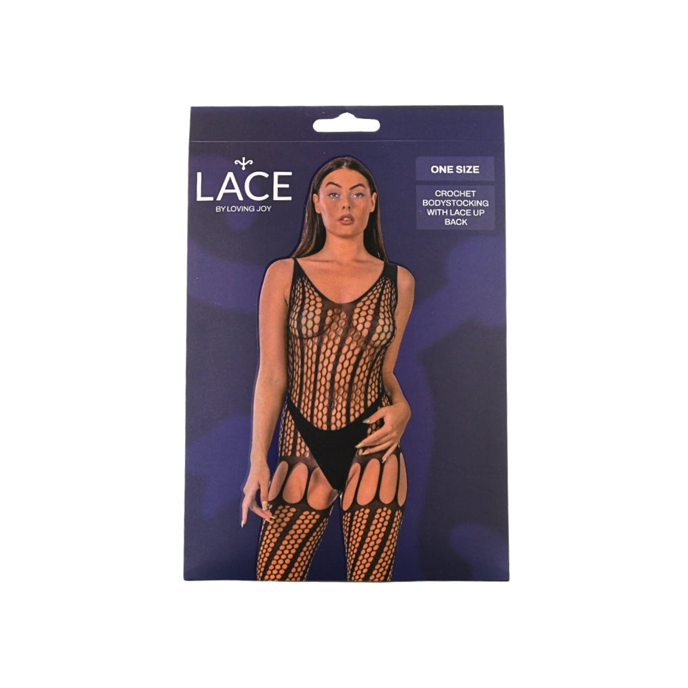 Lace by LJ Crochet Bodystocking with Lace Up Back – Bodystocking